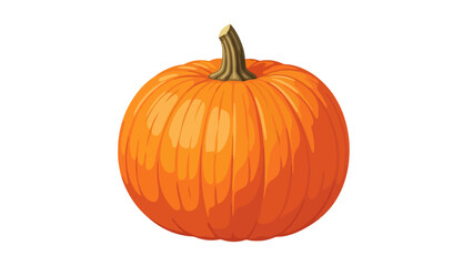 A single bright orange pumpkin with a brown stem on a white background