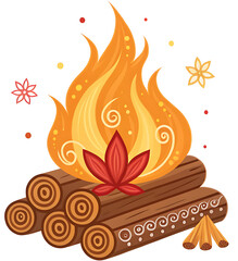 Hindu sacred fire (Agni) icon for wedding ceremony