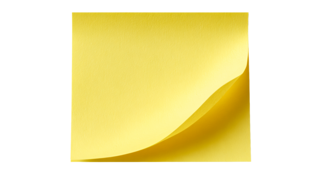 Yellow Paper Square with Curved Corner and Subtle Texture