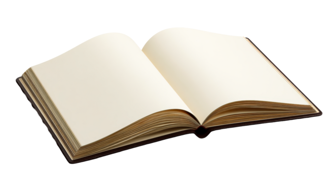 Opened Aged Leather Bound Book With Blank Pages