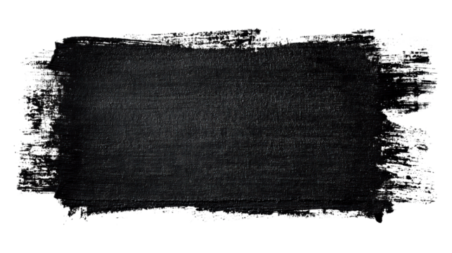 Textured black paint stroke across white background