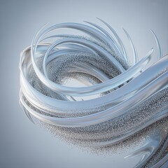 Fluid silver abstract forms with glittering particles