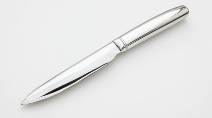 Sleek, modern knife with shiny stainless steel blade and handle, perfect for culinary tasks and elegant dining experiences