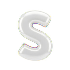 Naklejka premium Glossy white letter s balloon isolated on transparent background