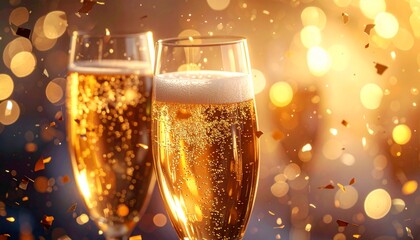 Celebratory Cheers Sparkling Champagne Glasses Toasting to New Beginnings and Joyful Festivities