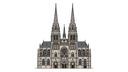 Fototapeta premium Detailed front view of a Gothic cathedral with spires