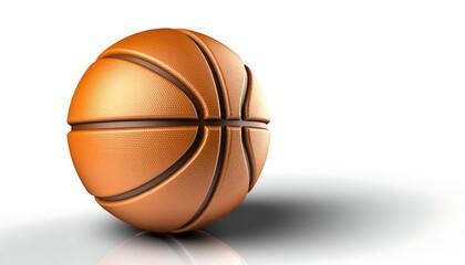 Orange basketball with detailed texture and soft shadow, isolated on white background, symbol of training, sport, and championship.