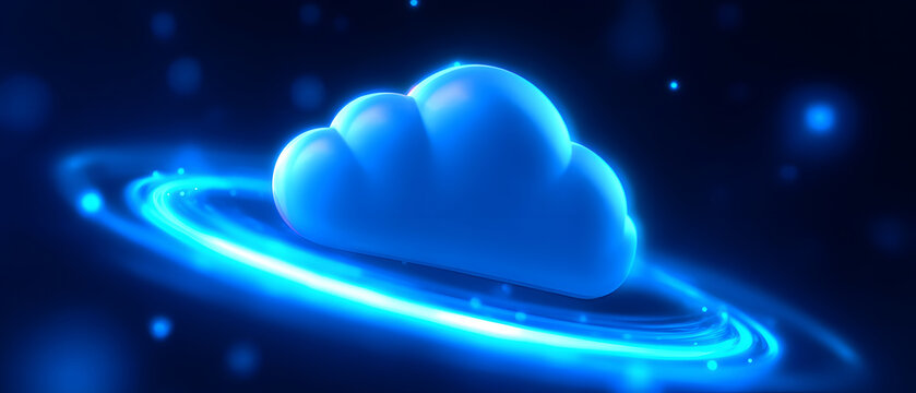 Futuristic cloud scene representing secure data technology - Powered by Adobe