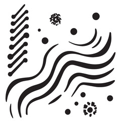 Abstract Black and White Hand Drawn Vector Shapes and Lines Isolated on White Background for Modern and Minimalist Design Projects Posters Prints and Social Media Graphics