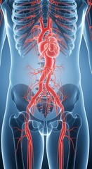 Detailed 3d illustration of the human aorta and major arteries