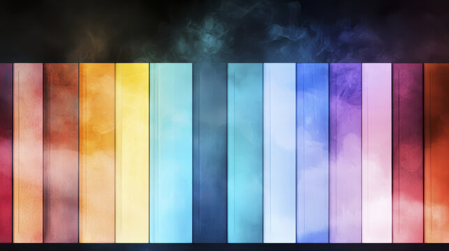 Vibrant collection of colorful ebook templates with smoky background, perfect for digital design projects