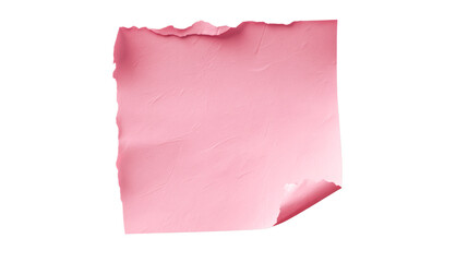 Torn pink paper with textured surface and curled corner