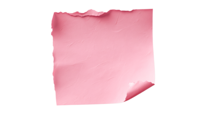 Torn pink paper with textured surface and curled corner