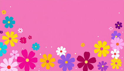 Colorful floral pattern on a pink background