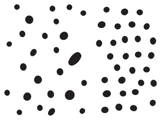 Set of Black Dots Different Sizes and Shapes Vector Illustration Isolated on White Background for Graphic Design Web Design Print Banner Poster Sticker Card Textile Design and Decoration
