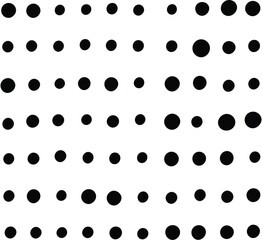 Seamless vector pattern with black circles of different sizes on white background minimalist design for fabric textile wrapping paper wallpaper web backgrounds and other design projects