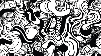Abstract Black and White Seamless Pattern with Wavy Lines and Organic Shapes Vector Illustration for Textile Design Wallpaper Wrapping Paper Backgrounds and Other Creative Projects