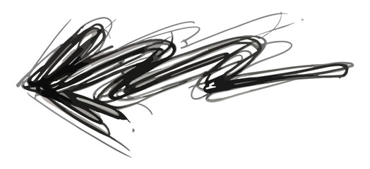 Hand Drawn Scribble Arrow Sketch Grunge Style Black and White Isolated on White Background Design Element for Navigation Direction Indication Pointer Symbol Concept Vector Illustration