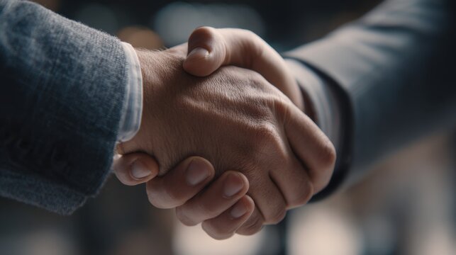 Handshake Between Business Professionals in Formal Attire in Professional Setting