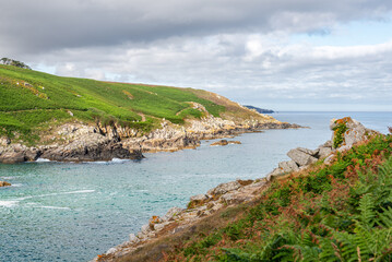 View of the cliffs around Pointe du Millier, in Finist&egrave;re, Brittany, France.