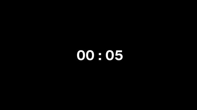 0 to 1 minute countdown animation on black screen 