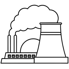 Outline illustration of a factory emitting smoke