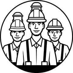 Team of construction workers wearing hard hats