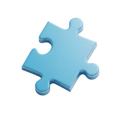 Fototapeta premium Single light blue puzzle piece isolated on transparent background