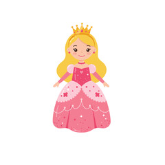 Cute Cartoon Princess in a Pink Dress