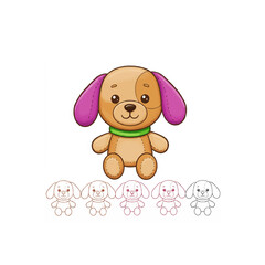 Cute cartoon stuffed dog toy illustration