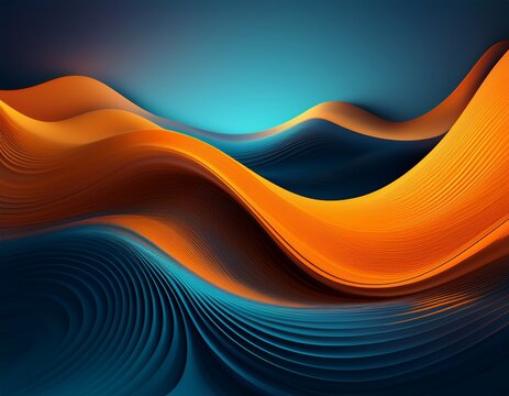 abstract orange and blue wave flow design