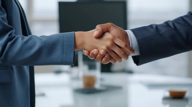 Close-up of a business handshake, symbolizing agreement and partnership Stock Video