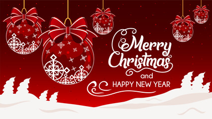 Merry Christmas and Happy New Year's Celebration vector illustration greetings 