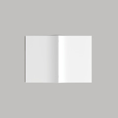 saddle stitch binding. saddle-stitched booklet. Opened White Book. Blank Cover Of Magazine, Book, Booklet, Brochure Isolated On White Background. Mock Up Template. 3D rendering.	