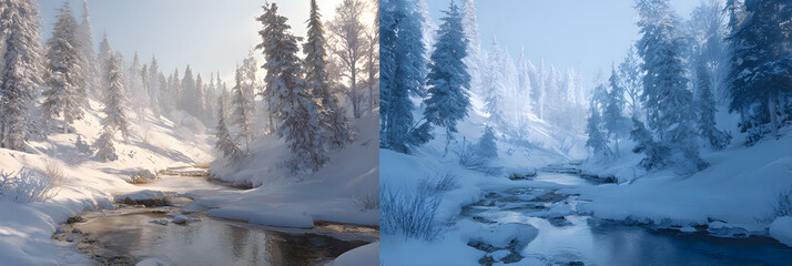 Captivating Icy Winter Lanscapes: Images of Snow, Frst, and Frozen Beauty in Srene Cold Weather Settings