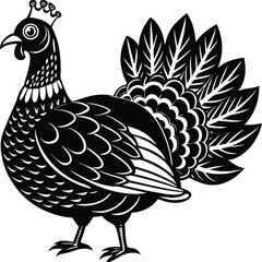 Stylized proud peacock vector illustration with vibrant feathers display