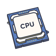 CPU Processor Chip Illustration.