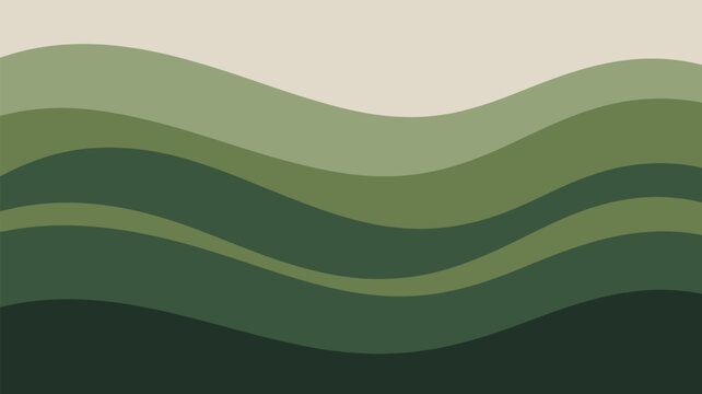 Abstract green waves illustration with varying shades on a beige background creating a calming effect