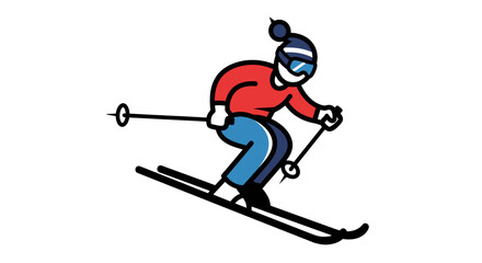 Skiing Enthusiast Vector Illustration of a Skier in Action on the Slopes