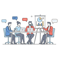 Team Strategy Discussion vector illustration