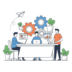 Teamwork Process vector illustration