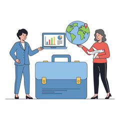 Global Business Travel vector illustration