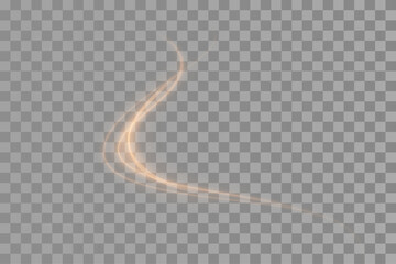 Curved light spiral with soft glow on transparent background.