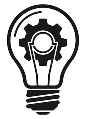Light bulb with gear inside, representing innovation, idea, and mechanical concept