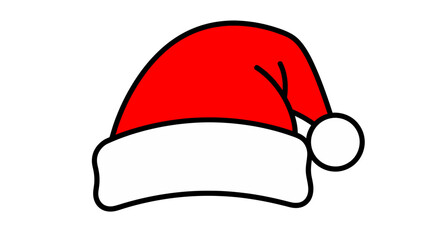 A classic red and white festive holiday headwear accessory, representing the Christmas season, depicted as a simple cartoon illustration on a white background