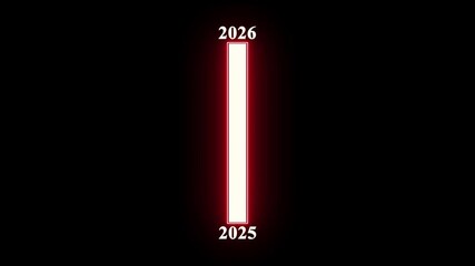 Minimal white progress bar animation showing transition from year 2025 to 2026 on black background. Great for New Year projects, timelines. - Powered by Adobe