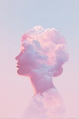 Surreal Woman Head with Pink Clouds © Bonnielee