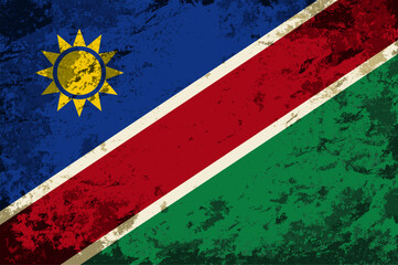 Namibian flag brush stroke grunge style background layout. Vector illustration.
