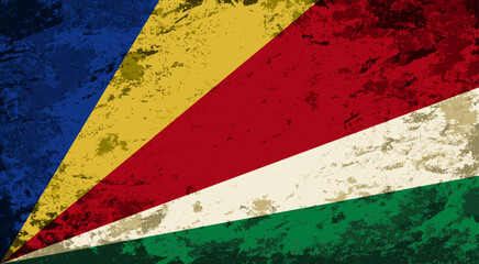 Seychelles flag brush stroke grunge style background layout. Vector illustration.