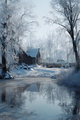 Captivating Icy Winter Lanscapes: Images of Snow, Frst, and Frozen Beauty in Srene Cold Weather Settings